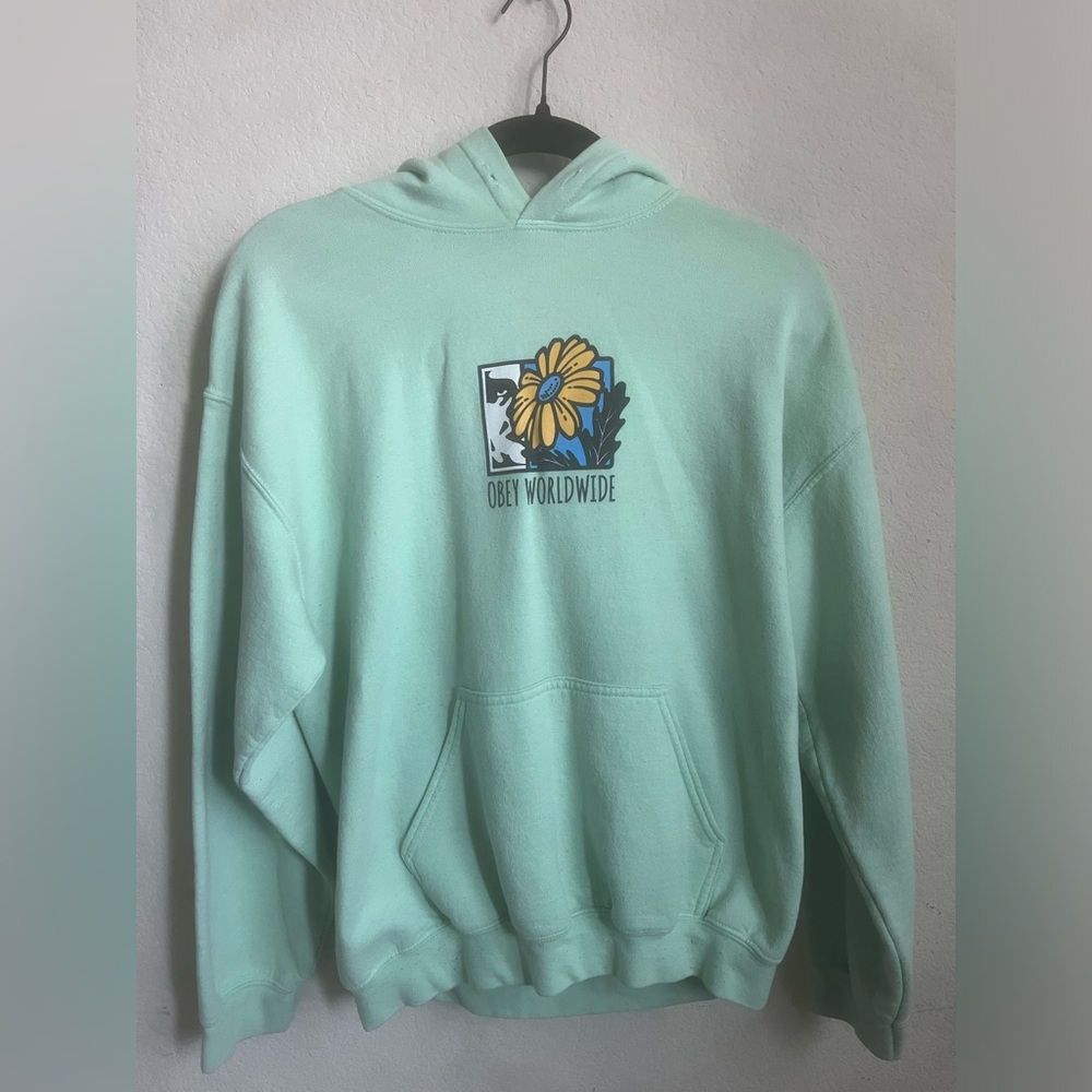 Obey (Brand) neon light green, flower sweat shirt!